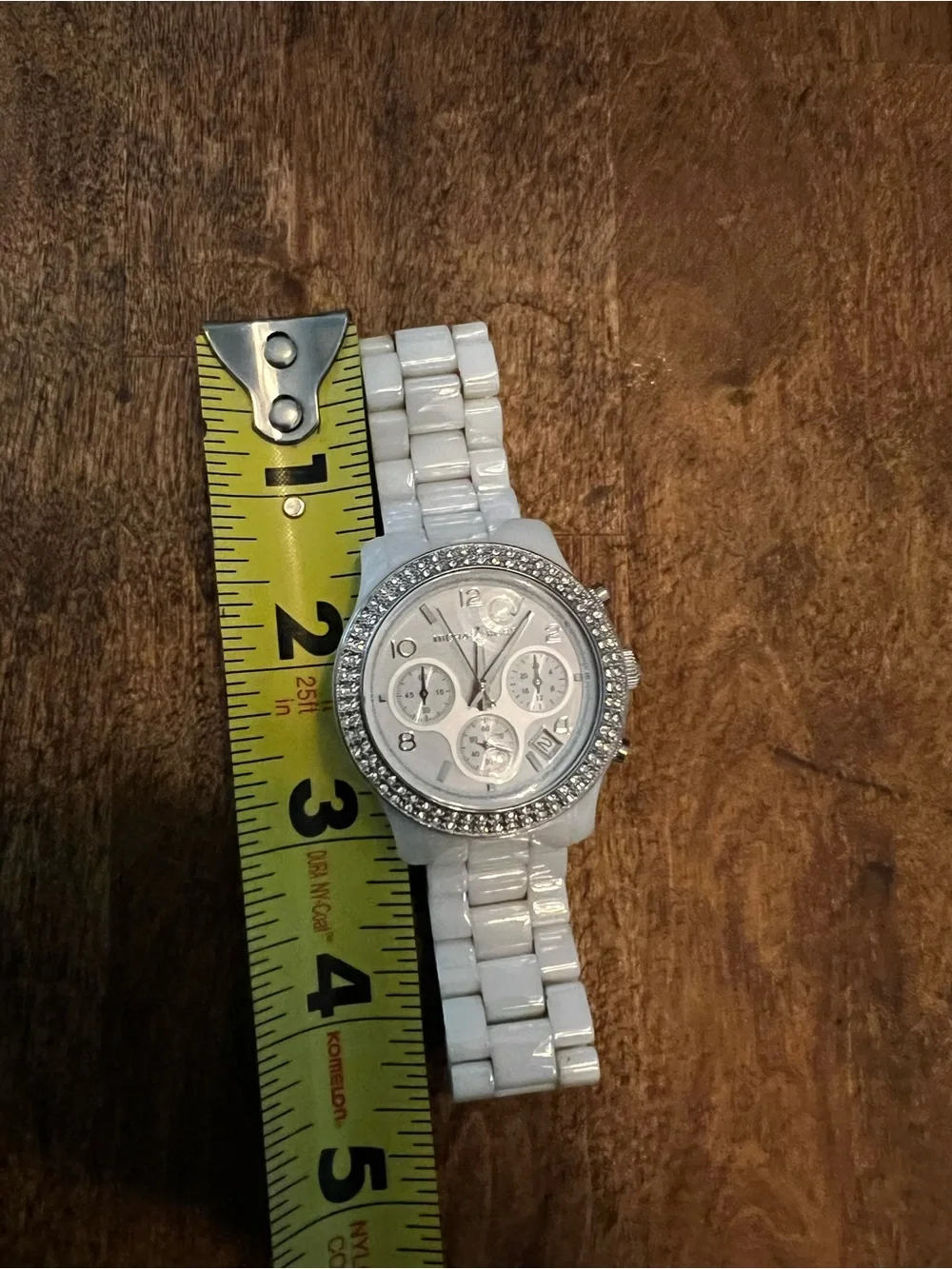 Michael Kors White Crystal-Trim Ceramic Chronograph Watch